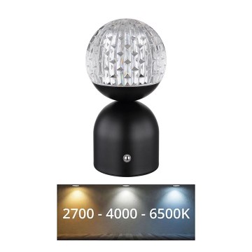 Globo - Сенсорна настільна LED лампа з регулюванням яскравості LED/2,5W/3,7V 2700/4000/6500K 1800 mAh USB чорний