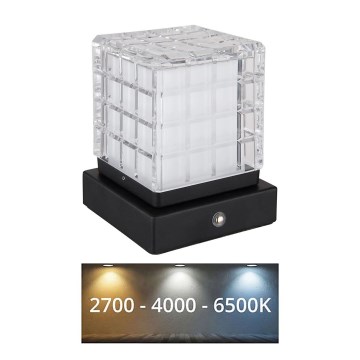 Globo - Сенсорна настільна LED лампа з регулюванням яскравості LED/2,5W/3,7V 2700K/4000K/6500K 1800 mAh USB чорний