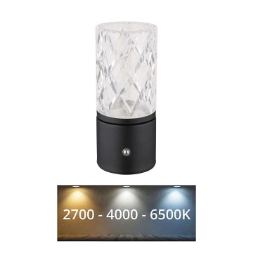 Globo - Сенсорна настільна LED лампа з регулюванням яскравості LED/2,5W/3,7V 2700K/4000K/6500K 1800 mAh USB чорний