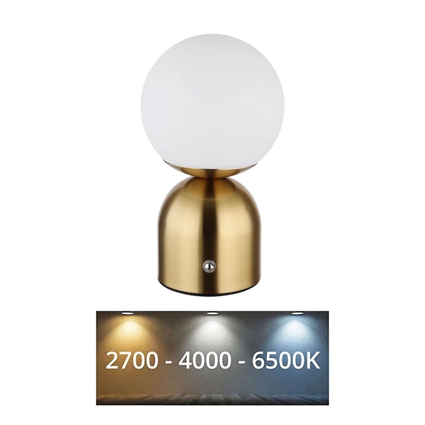 Globo - Сенсорна настільна LED лампа з регулюванням яскравості LED/2,5W/3,7V 2700K/4000K/6500K 1800 mAh USB латунь