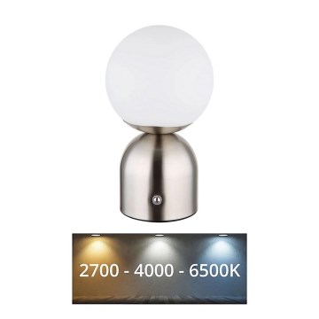 Globo - Сенсорна настільна LED лампа з регулюванням яскравості LED/2,5W/3,7V 2700K/4000K/6500K 1800 mAh USB матовий хром