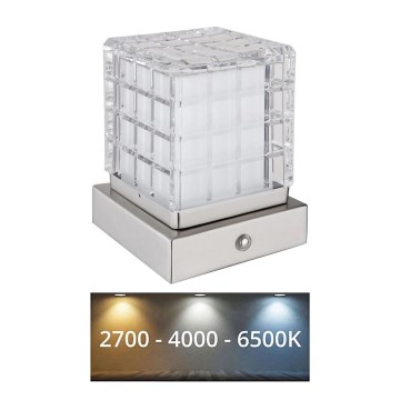 Globo - Сенсорна настільна LED лампа з регулюванням яскравості LED/2,5W/3,7V 2700K/4000K/6500K 1800 mAh USB матовий хром