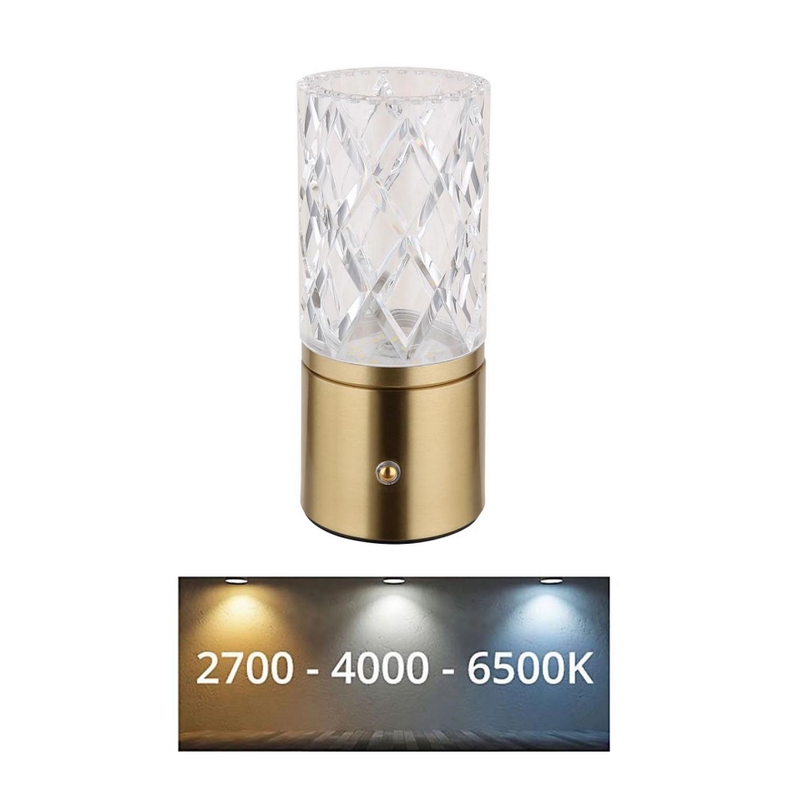 Globo - Сенсорна настільна LED лампа з регулюванням яскравості LED/2,5W/3,7V 2700K/4000K/6500K 1800 mAh USB золотий