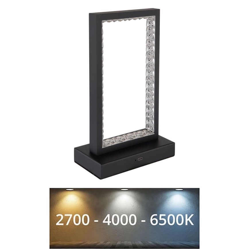 Globo - Сенсорна настільна LED лампа з регулюванням яскравості LED/3W/3,7V 2700K/4000K/6500K 1800 mAh USB чорний