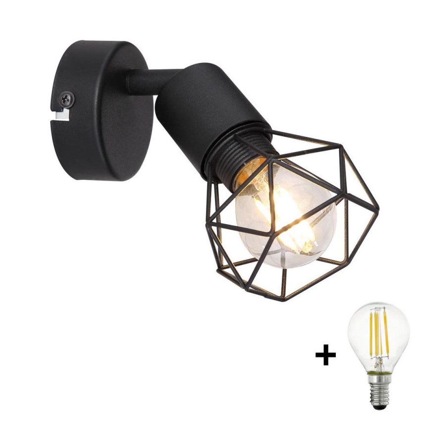 Globo - Светодиодный настенный точечный светильник 1xE14/6W/230V черный