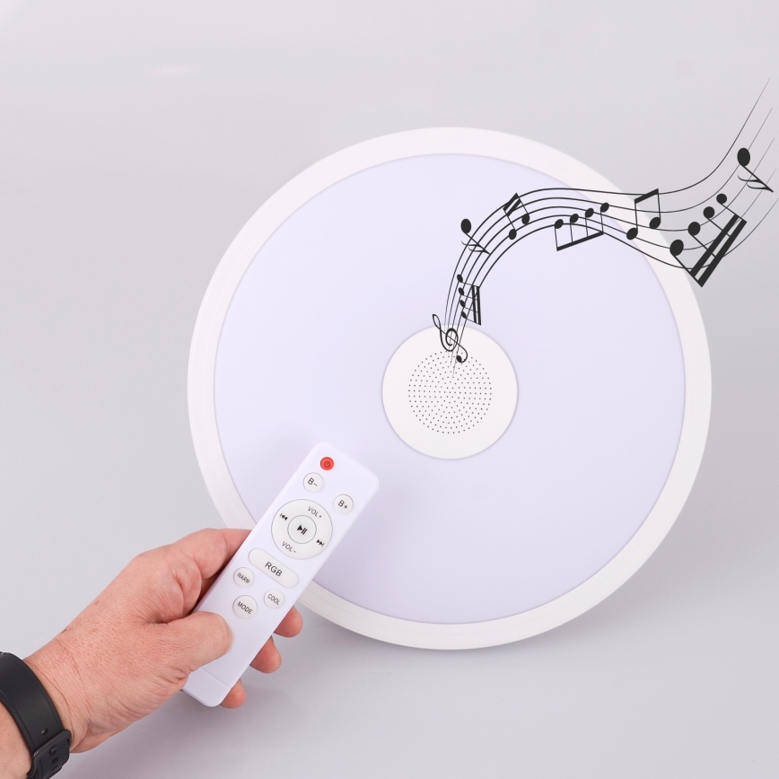 Globo - Светодиодный RGBW-светильник для ванной комнаты с регулированием яркости и динамиком LED/18W/230V 3000-6500K IP44 + дистанционное управление