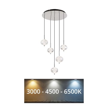 Globo - Світлодіодна підвісна люстра 5xLED/6,6W/230V 3000/4500/6500K
