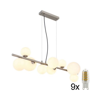 Globo - Світлодіодна підвісна люстра 9xG9/3W/230V матовий хром
