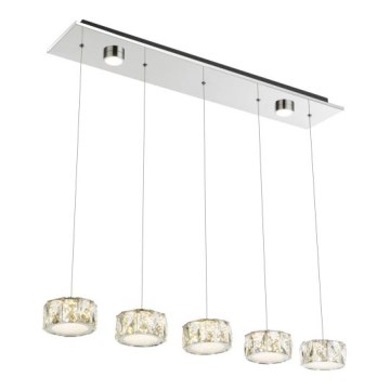 Globo - Світлодіодна підвісна люстра LED/52W/230V 4000K глянцевий хром/прозорий