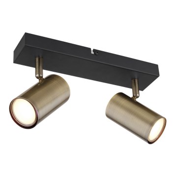 Globo - Точечный светильник 2xGU10/35W/230V черный/латунь