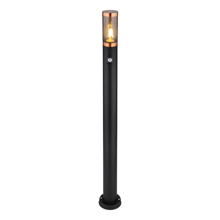 Globo - Вулична лампа з датчиком 1xE27/15W/230V IP44 110 см чорний/мідь