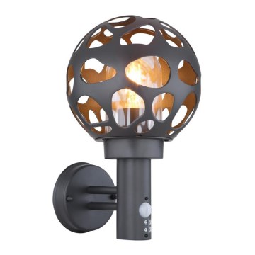 Globo - Вуличний настінний світильник з датчиком 1xE27/15W/230V IP44