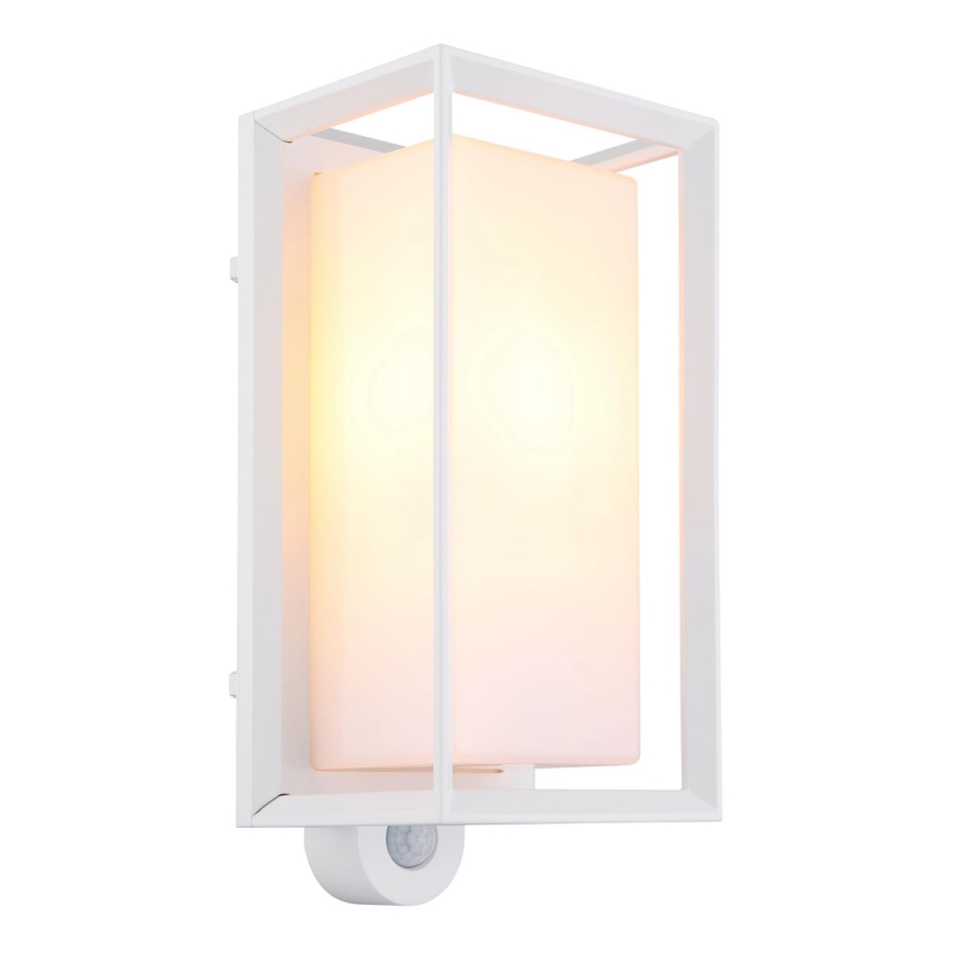 Globo - Вуличний настінний світильник з датчиком 1xE27/60W/230V IP44 білий