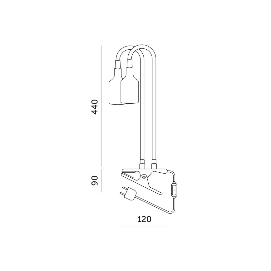Гнучка настільна лампа з кліпсою для вирощування рослин PLANTY 2xE27/30W/230V чорна