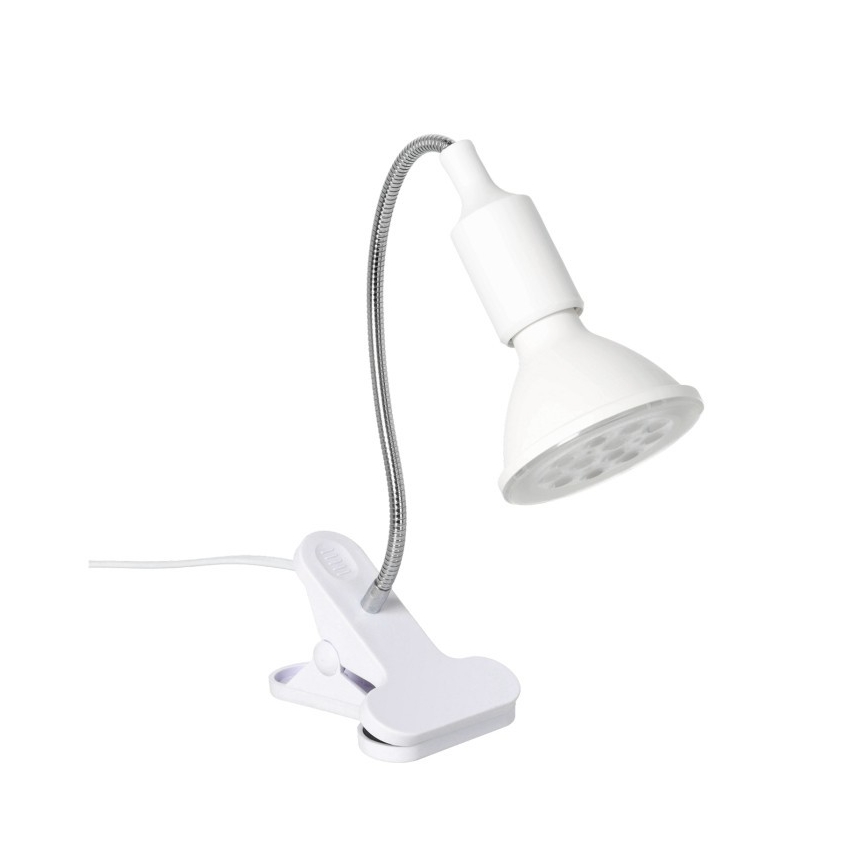 Гнучка настільна лампа з кліпсою для вирощування рослин PLANTY 1xE27/30W/230V біла