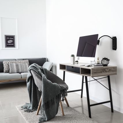 Гнучка настінна LED-лампа з USB BASE 1xLED/8W+1xLED/2W/230V чорна