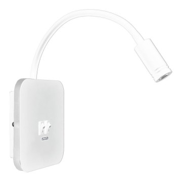 Гнучка настінна світлодіодна лампа з USB BASE LED/8W + LED/2W/230V, біла