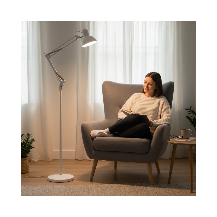 Гнучка підлогова лампа AURIQ 1xE27/60W/230V 184 см, біла