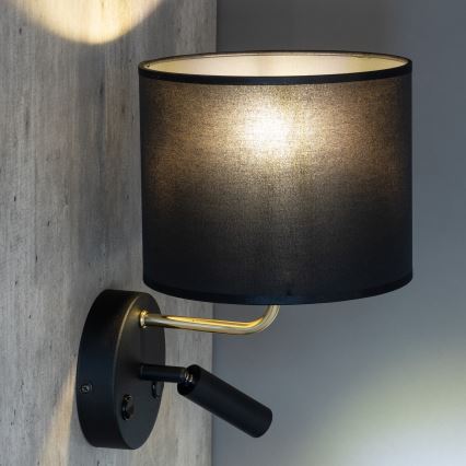 Гнучке світлодіодне світильник RICHI 1xE27/15W/230V + LED/3W/230V чорний