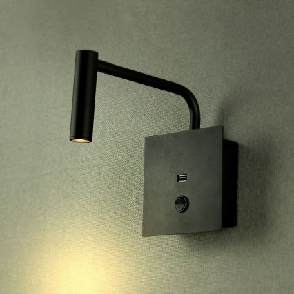 Гнучка настінна LED-лампа з USB-портом LED/3W/230V