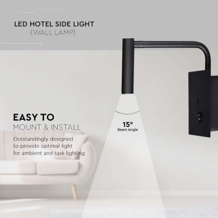 Гнучка настінна LED-лампа з USB-портом LED/3W/230V