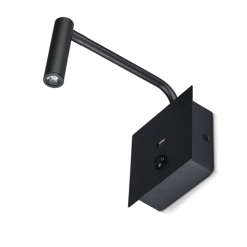 Гнучка настінна LED-лампа з USB-портом LED/3W/230V