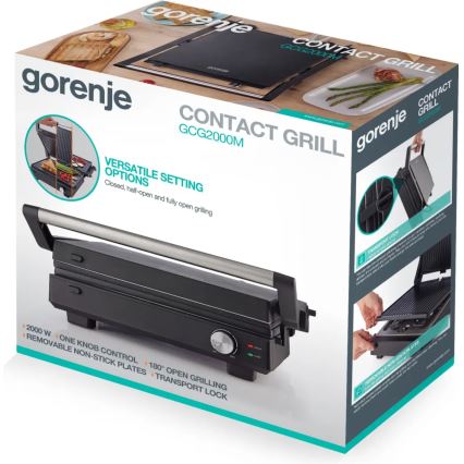 GORENJE GCG2000M - Контактний гриль 1800 Вт/230 В, чорний