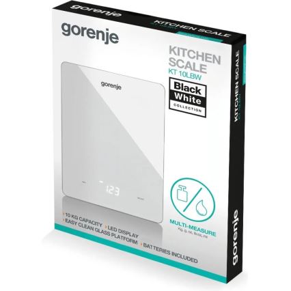 GORENJE KT10LBW - Цифровые кухонные весы 3xAAA белые