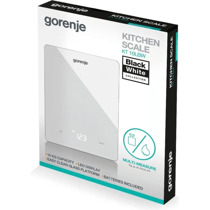 GORENJE KT10LBW - Цифровые кухонные весы 3xAAA белые