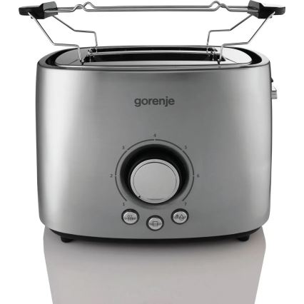 GORENJE T1000E - Тостер на 2 ломтика с решеткой для подогрева 1000 Вт/230 В нержавеющая сталь