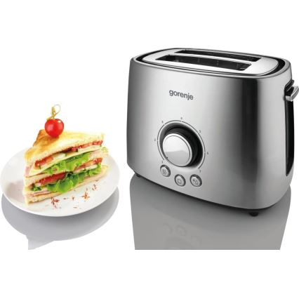 GORENJE T1000E - тостер з двома отворами та розігрівачем 1000 Вт/230 В нержавіюча сталь