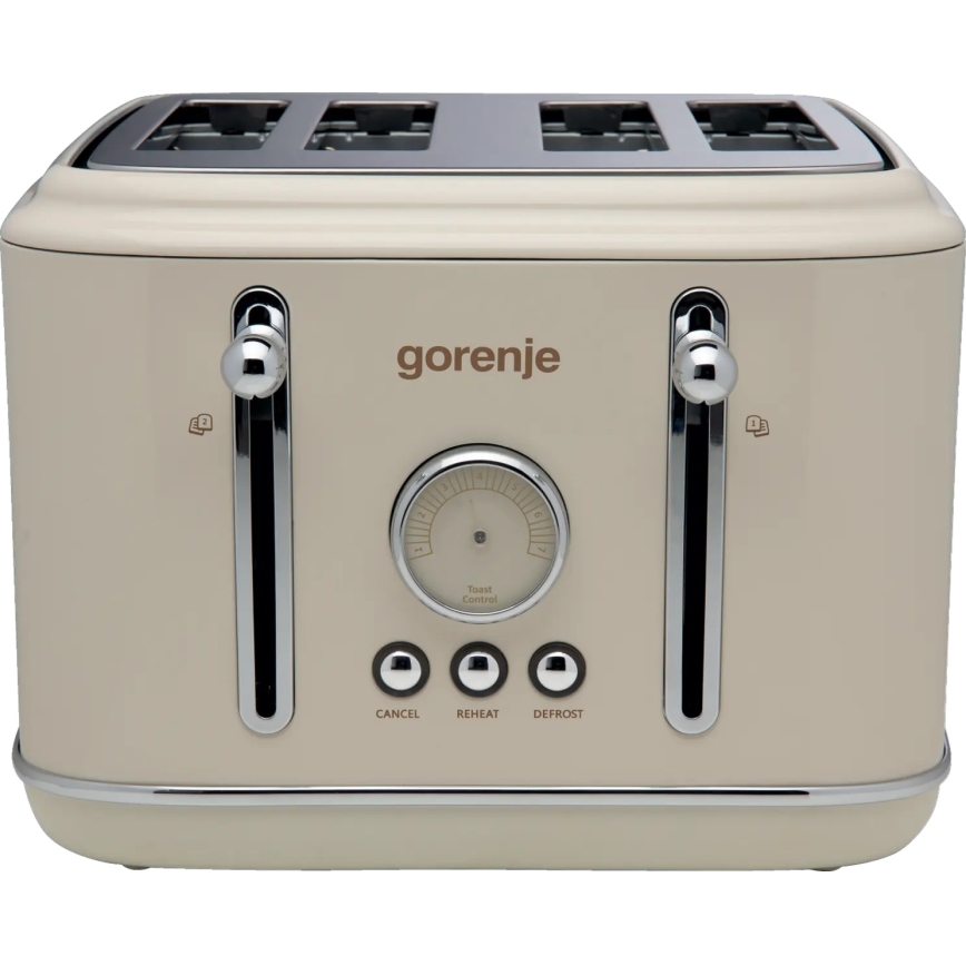 GORENJE T2300CLIN - Тостер на чотири скибочки, 1150 Вт/230 В, бежевий
