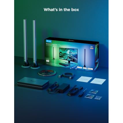 Govee - AI Sync Box Kit 2 Розумний набір підсвітлення для ПК 27-34 + LED-панелі, Wi-Fi
