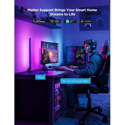 Govee - AI Sync Box Kit 2 Розумний набір підсвітлення для ПК 27-34 + LED-панелі, Wi-Fi