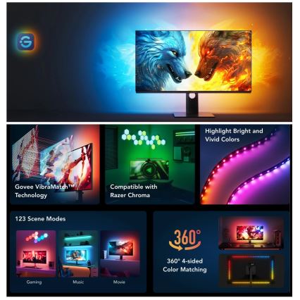 Govee - Dreamview G1 Smart LED RGBIC підсвітка монітора 27-34" Wi-Fi