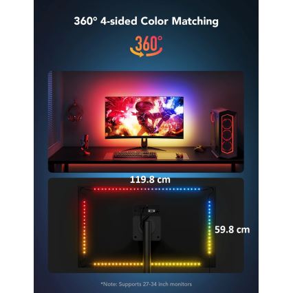Govee - Dreamview G1 Smart LED RGBIC підсвітка монітора 27-34" Wi-Fi