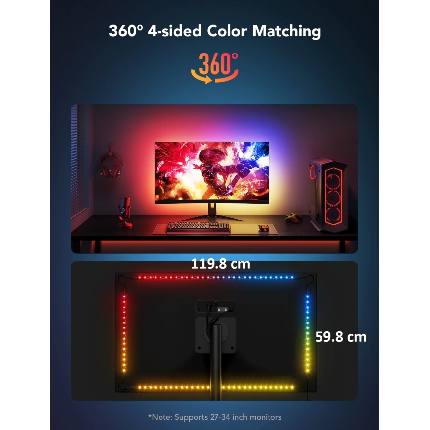 Govee - Dreamview G1 Smart LED RGBIC підсвітка монітора 27-34" Wi-Fi