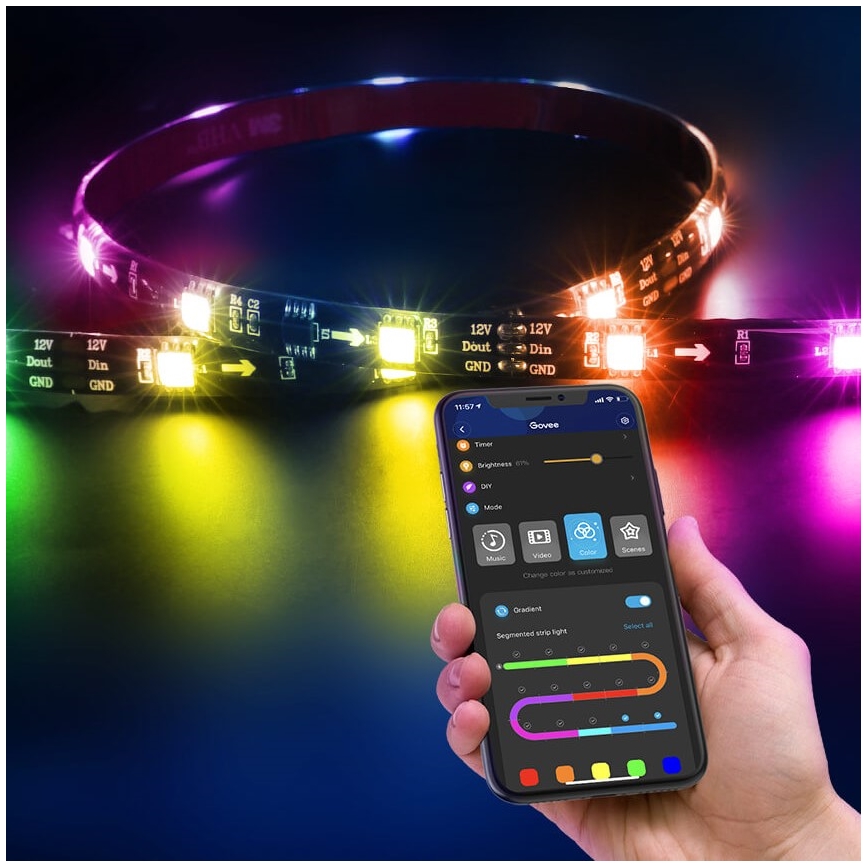 Govee - DreamView T2 DUAL TV 55-65 смарт-LED підсвічування RGBIC Wi-Fi + пульт дистанційного керування