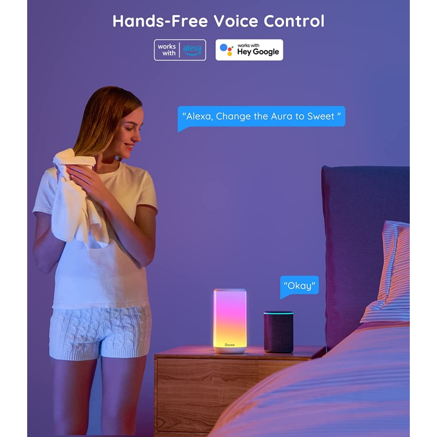 Govee - LED RGBIC Настільна лампа з регулюванням яскравості AURA 2 2200-6500K Wi-Fi Matter