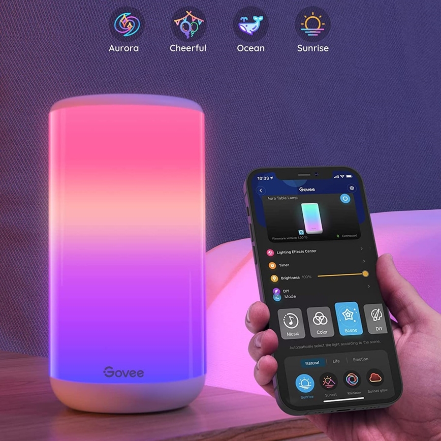 Govee - LED RGBIC Настільна лампа з регулюванням яскравості AURA 2 2200-6500K Wi-Fi Matter