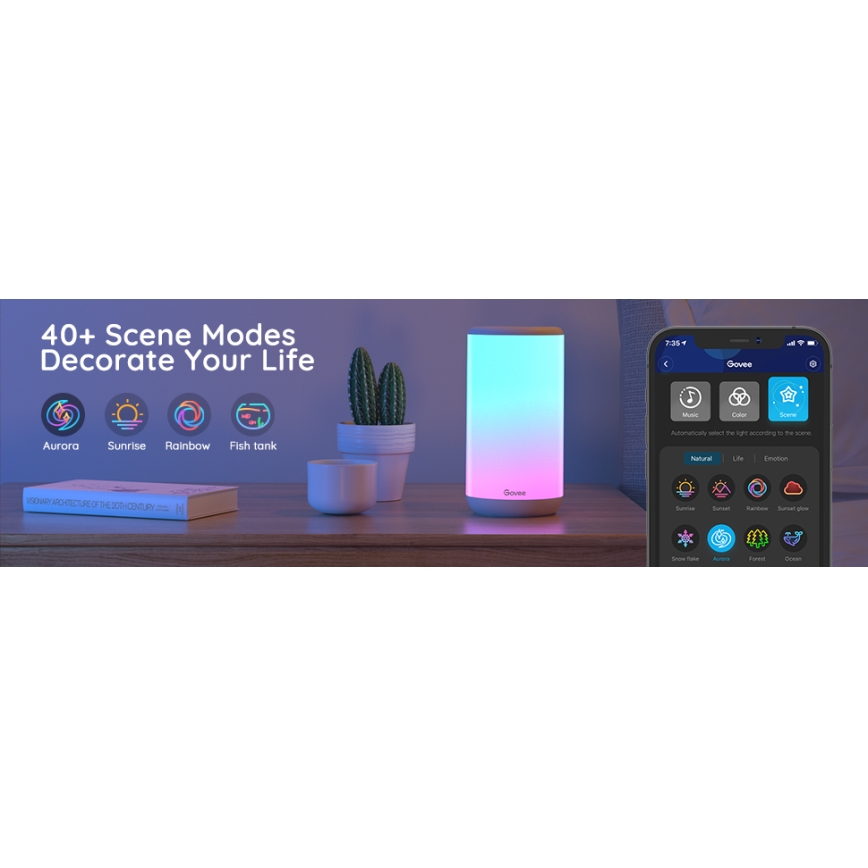 Govee - LED RGBIC Настільна лампа з регулюванням яскравості AURA 2 2200-6500K Wi-Fi Matter