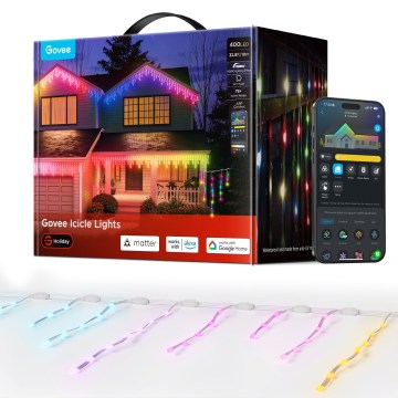 Govee - LED RGBIC Уличная гирлянда «сосульки» 10m Wi-Fi Matter IP65