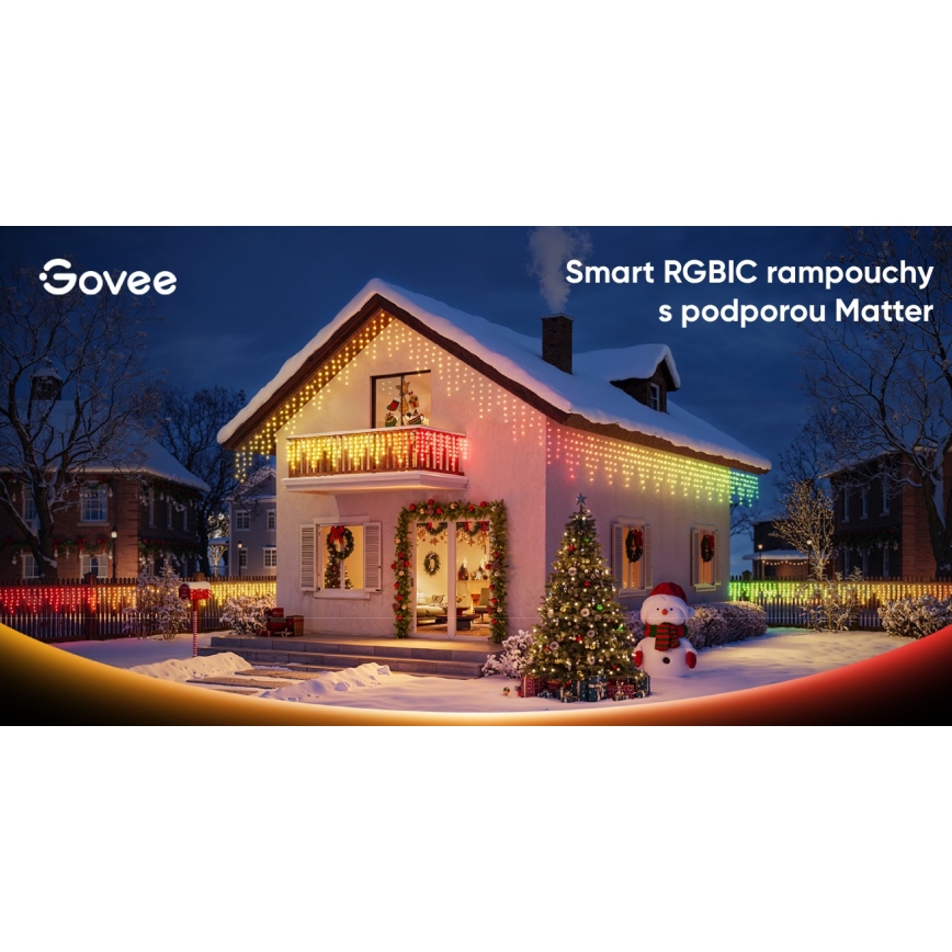 Govee - LED RGBIC Уличная гирлянда «сосульки» 10m Wi-Fi Matter IP65