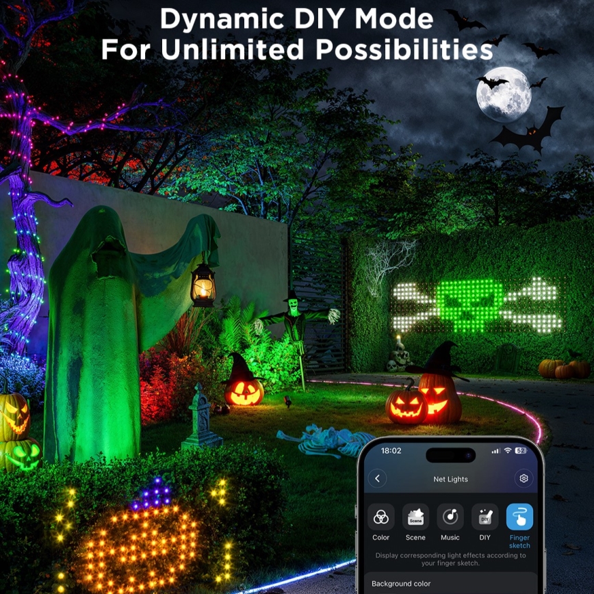 Govee - LED RGBIC уличная световая сетка 143×85 см, Wi‑Fi, Matter, IP65