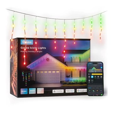 Govee - LED RGBIC Вулична гірлянда Smart бурульки 10 м Wi-Fi Matter IP65