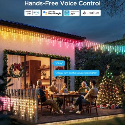Govee - LED RGBIC Вулична гірлянда Smart бурульки 10 м Wi-Fi Matter IP65