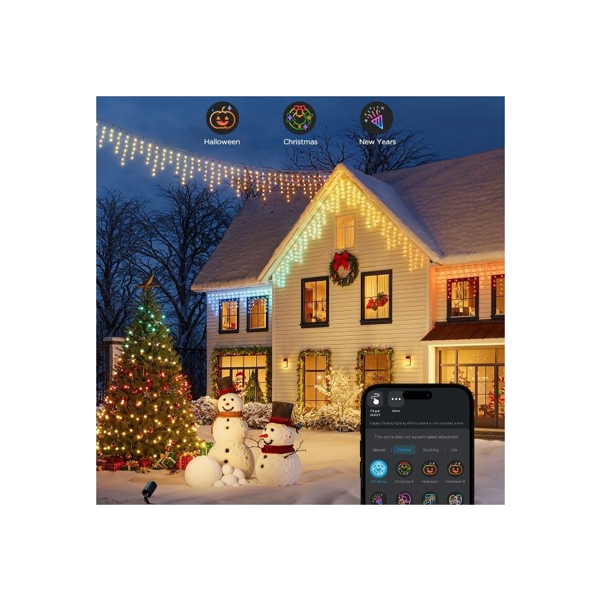 Govee - LED RGBIC Вулична гірлянда Smart бурульки 10 м Wi-Fi Matter IP65