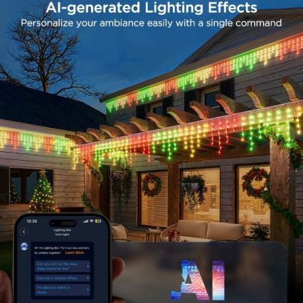 Govee - LED RGBIC Вулична гірлянда Smart бурульки 10 м Wi-Fi Matter IP65