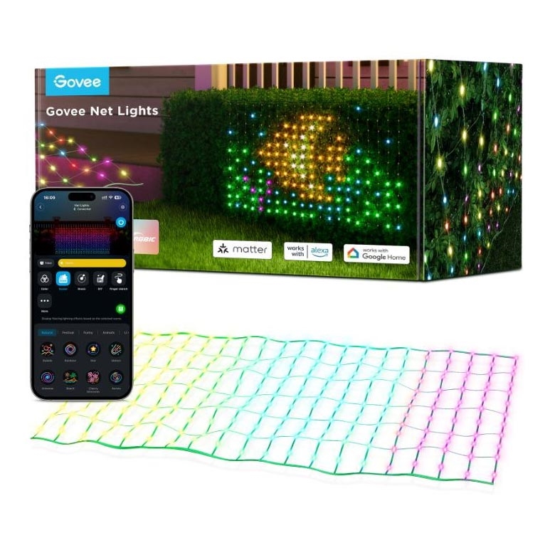Govee - LED RGBIC Вулична мережа освітлення 143x85см Wi-Fi Matter IP65