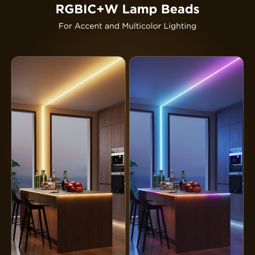 Govee - LED RGBICW Лента с регулированием яркости COB 3780 диоды 3 м Wi-Fi Matter